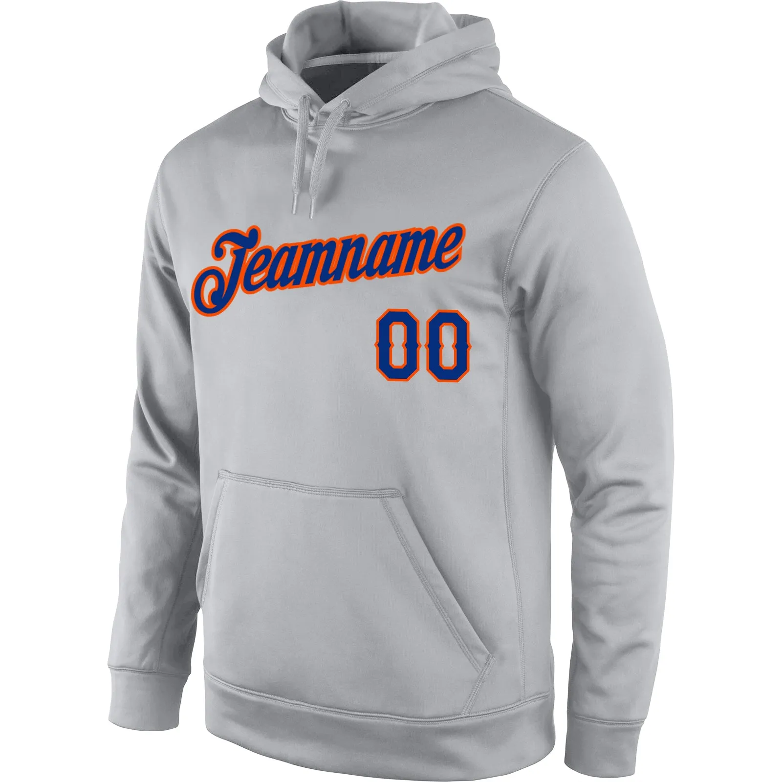 Custom Stitched Gray Royal-Orange Sports Pullover Sweatshirt Hoodie