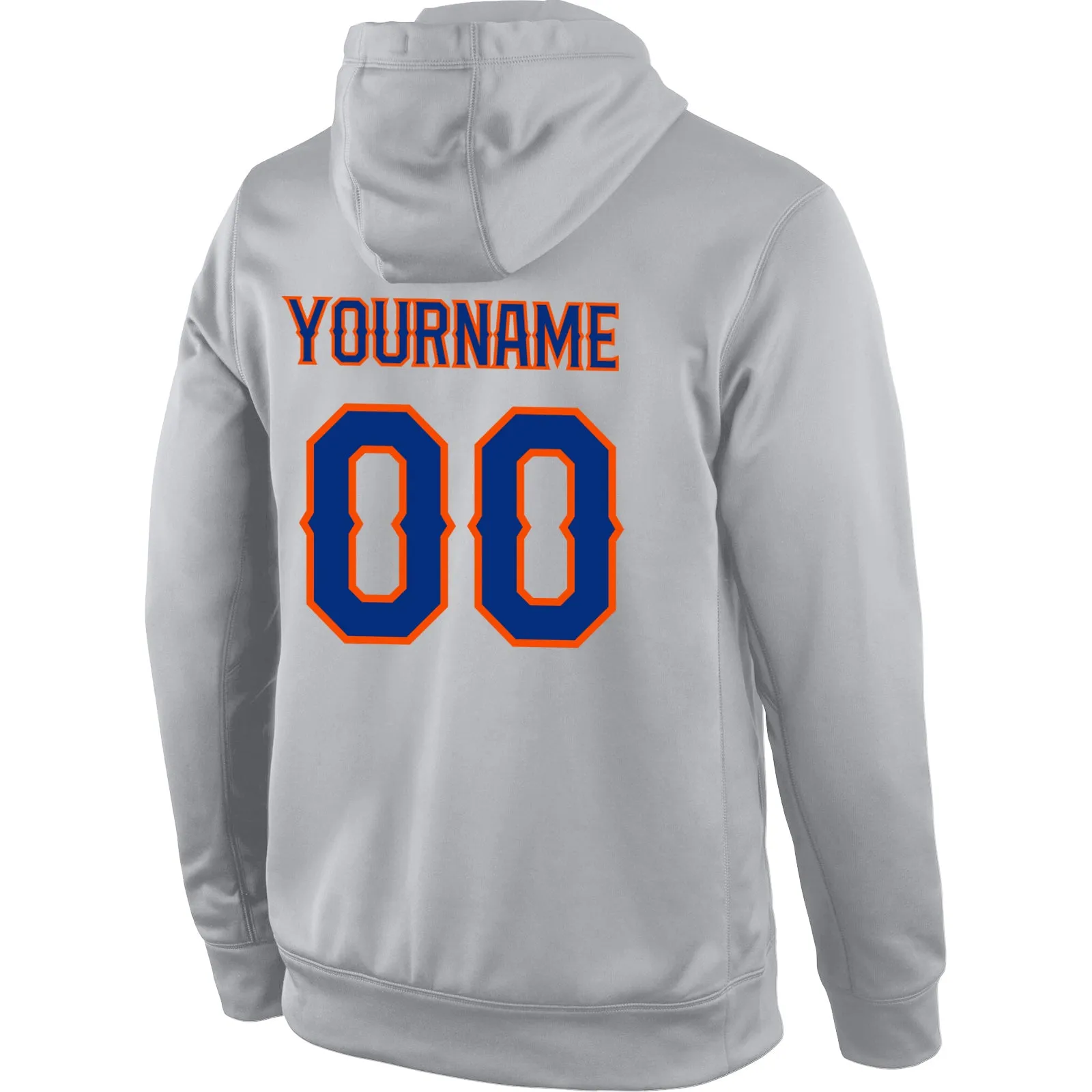 Custom Stitched Gray Royal-Orange Sports Pullover Sweatshirt Hoodie