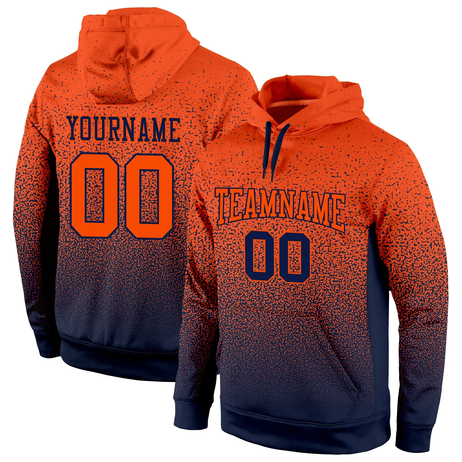 Custom Stitched Navy Orange Fade Fashion Sports Pullover Sweatshirt Hoodie