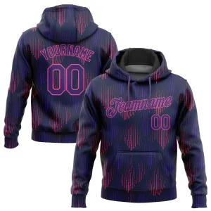 Custom Stitched Navy Purple-Pink 3D Pattern Design Sports Pullover Sweatshirt Hoodie