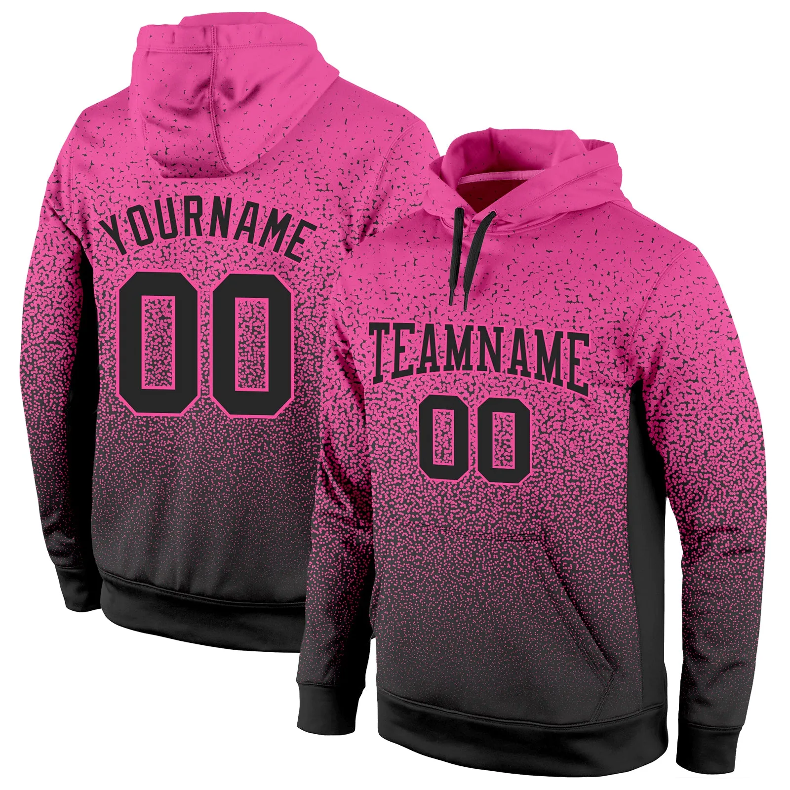 Custom Stitched Pink Black Fade Fashion Sports Pullover Sweatshirt Hoodie