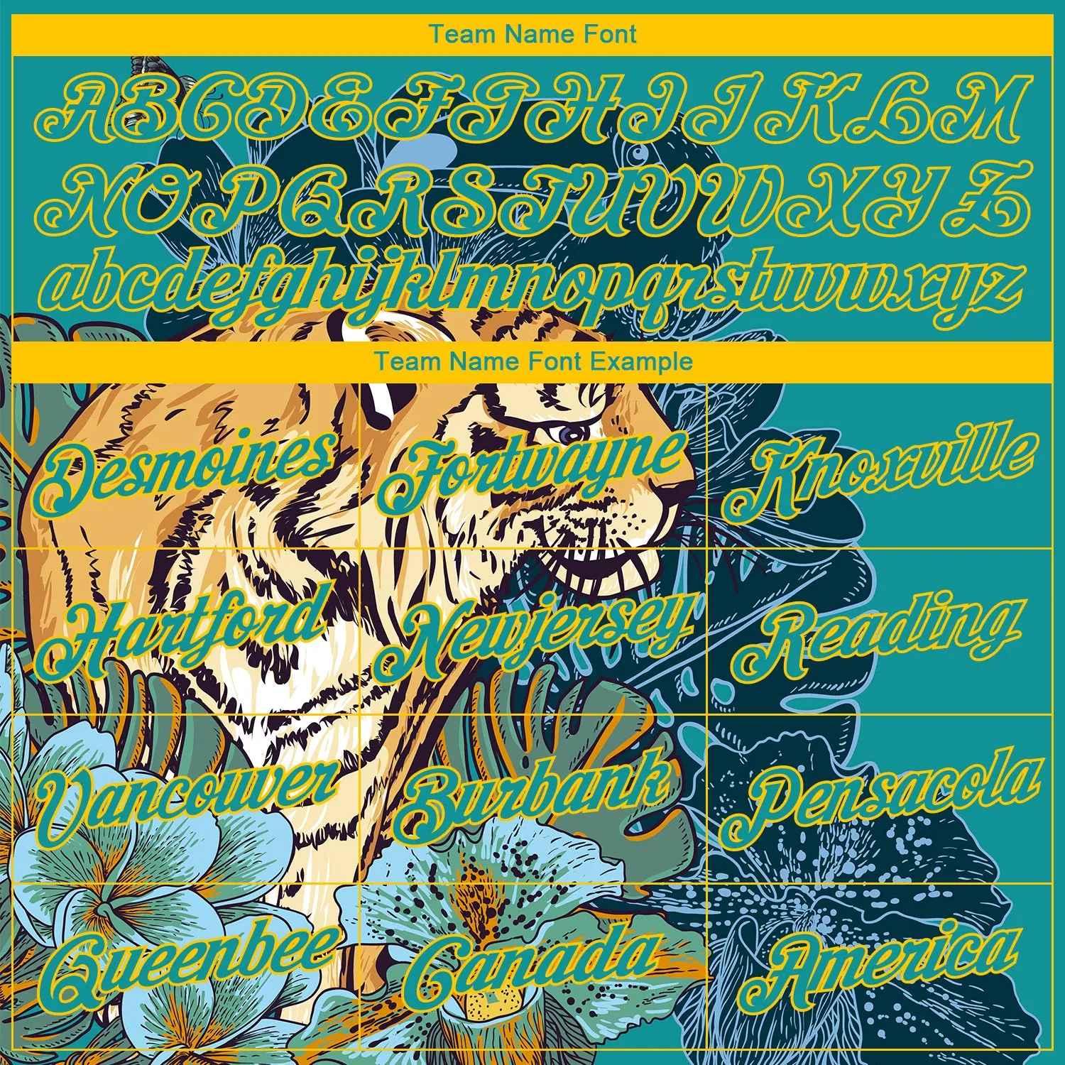 Custom Stitched Teal Yellow 3D Pattern Design Tiger And Flower Sports Pullover Sweatshirt Hoodie