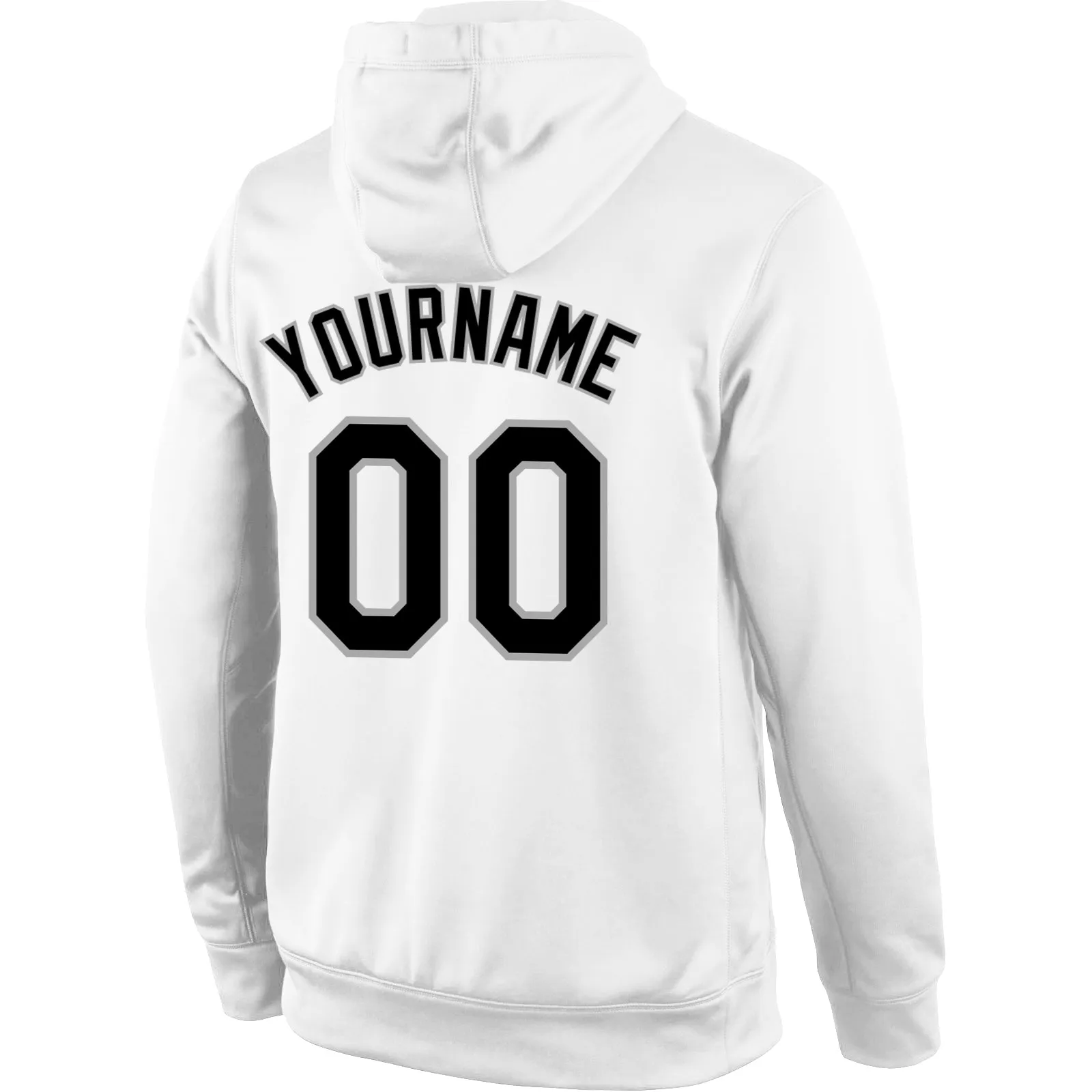 Custom Stitched White Black-Gray Sports Pullover Sweatshirt Hoodie