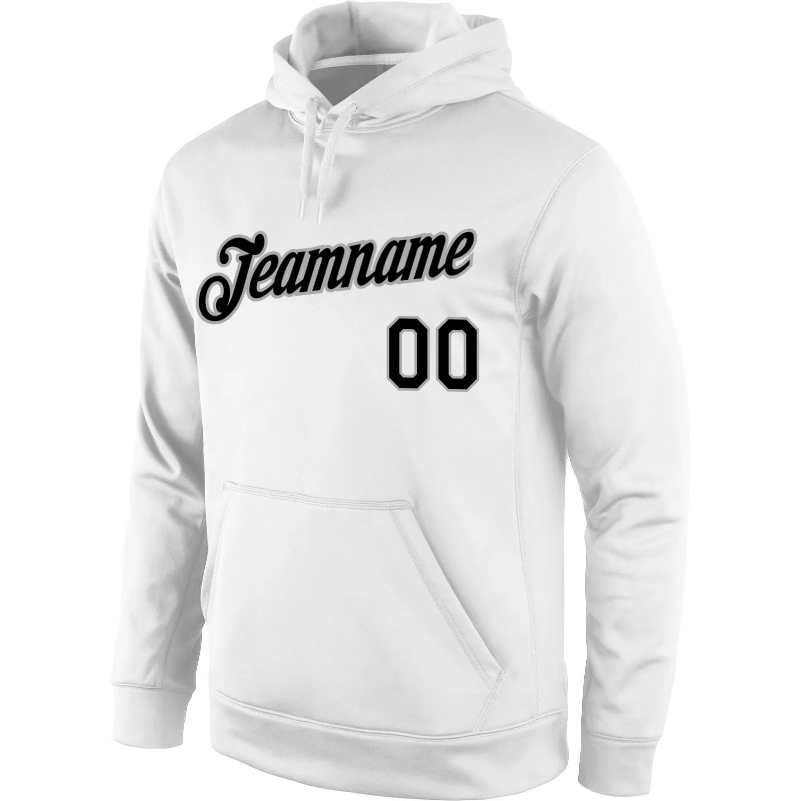 Custom Stitched White Black-Gray Sports Pullover Sweatshirt Hoodie