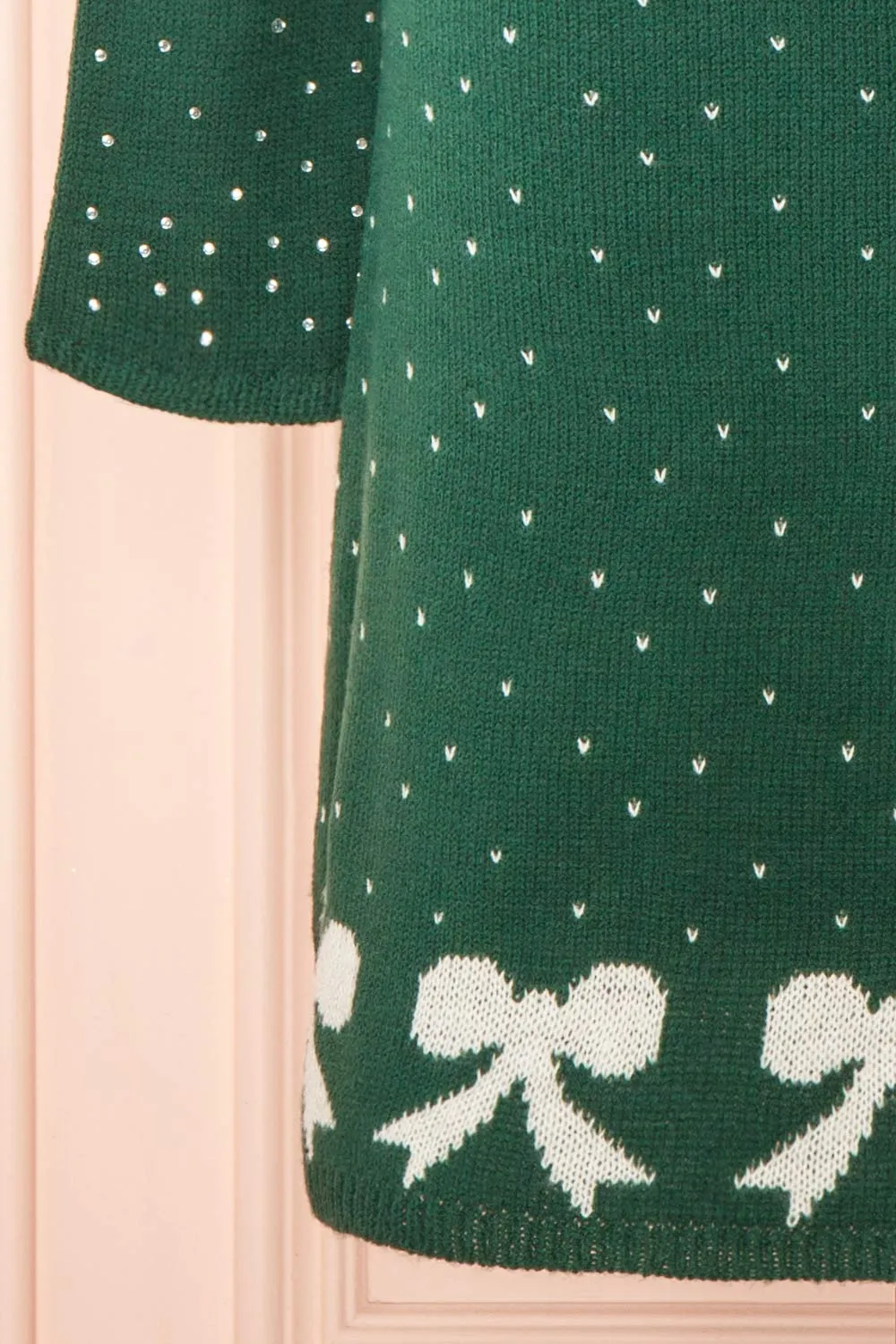 Cutiesmax | Green Holiday Dress w/ Bows & Crystals