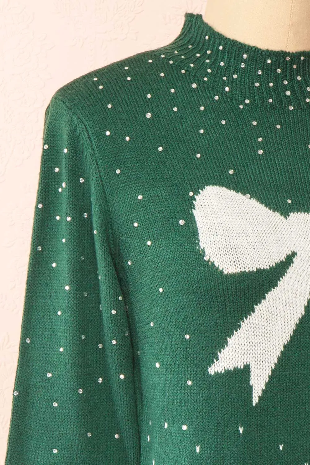 Cutiesmax | Green Holiday Dress w/ Bows & Crystals