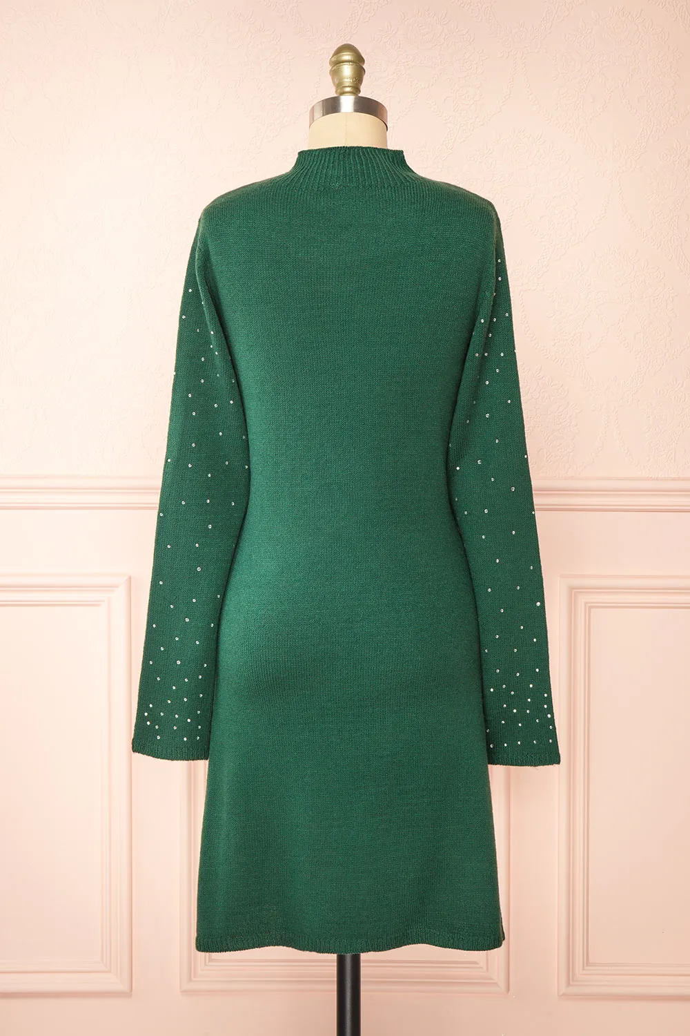 Cutiesmax | Green Holiday Dress w/ Bows & Crystals