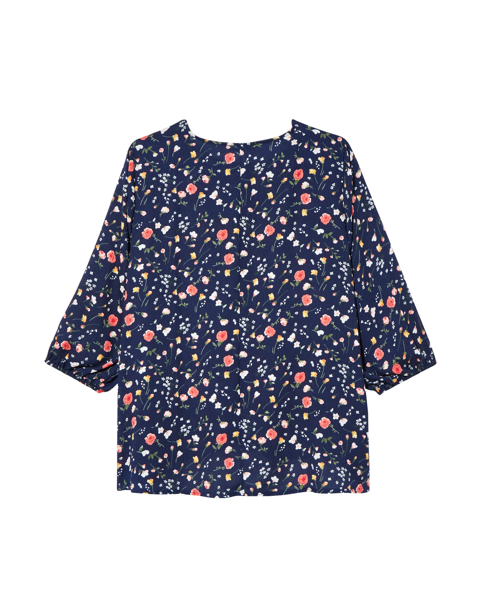 Cyndi 3/4 Sleeve Pintuck Blouse | Navy / White