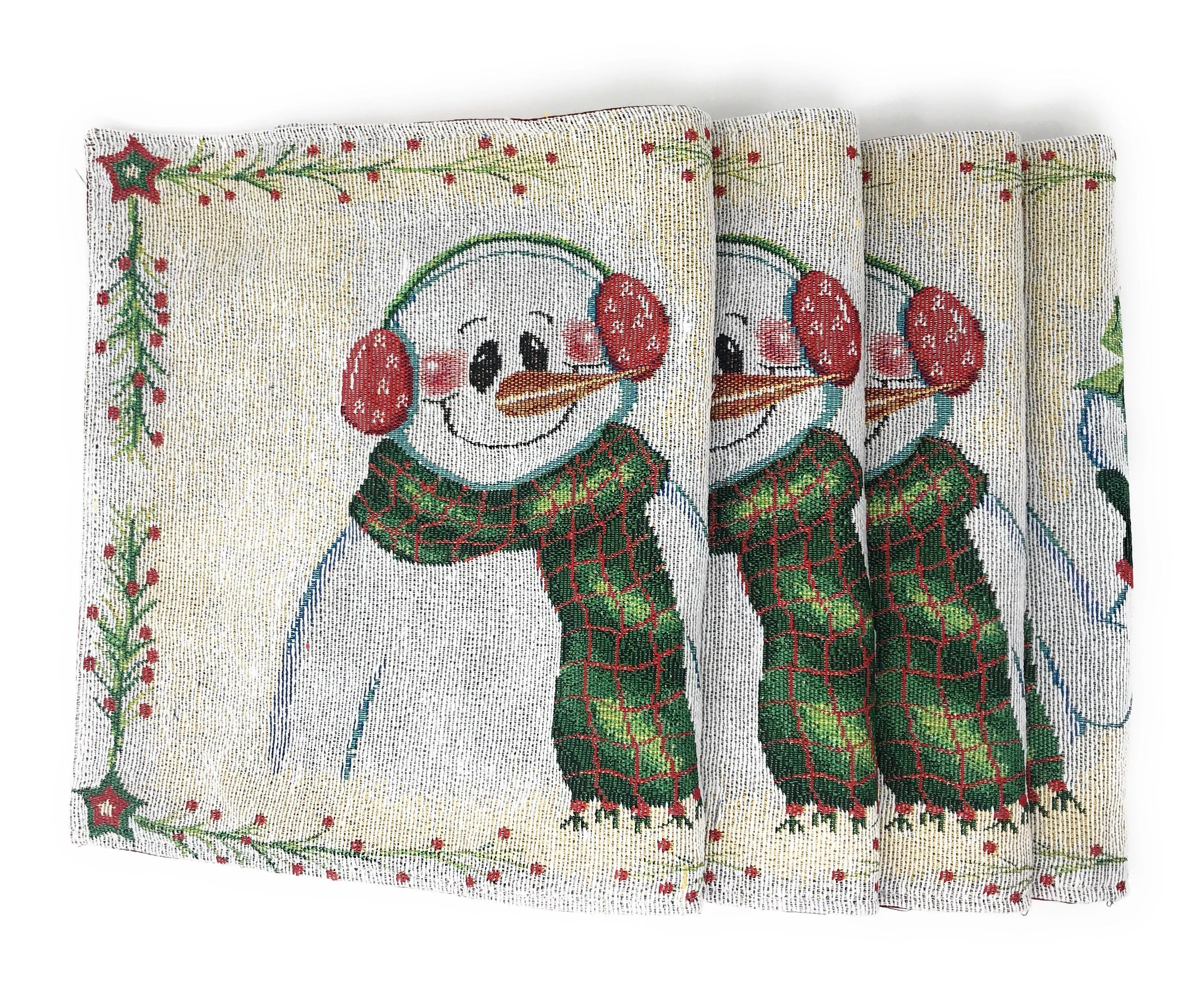 DaDa Bedding Set of 4-Pieces Magical Snowman Holiday Tapestry Placemats 13” x 19” (9733)