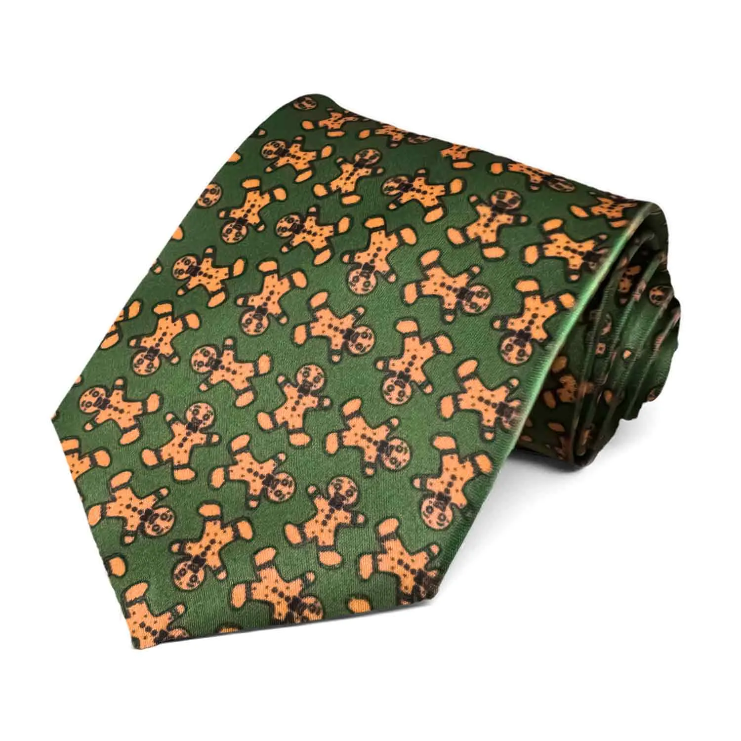 Dark Green Gingerbread Man Necktie