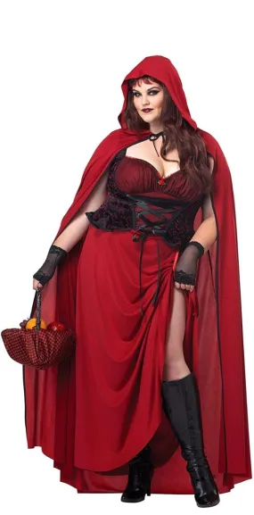 Dark Red Riding Hood Plus Size Womens Halloween Costume