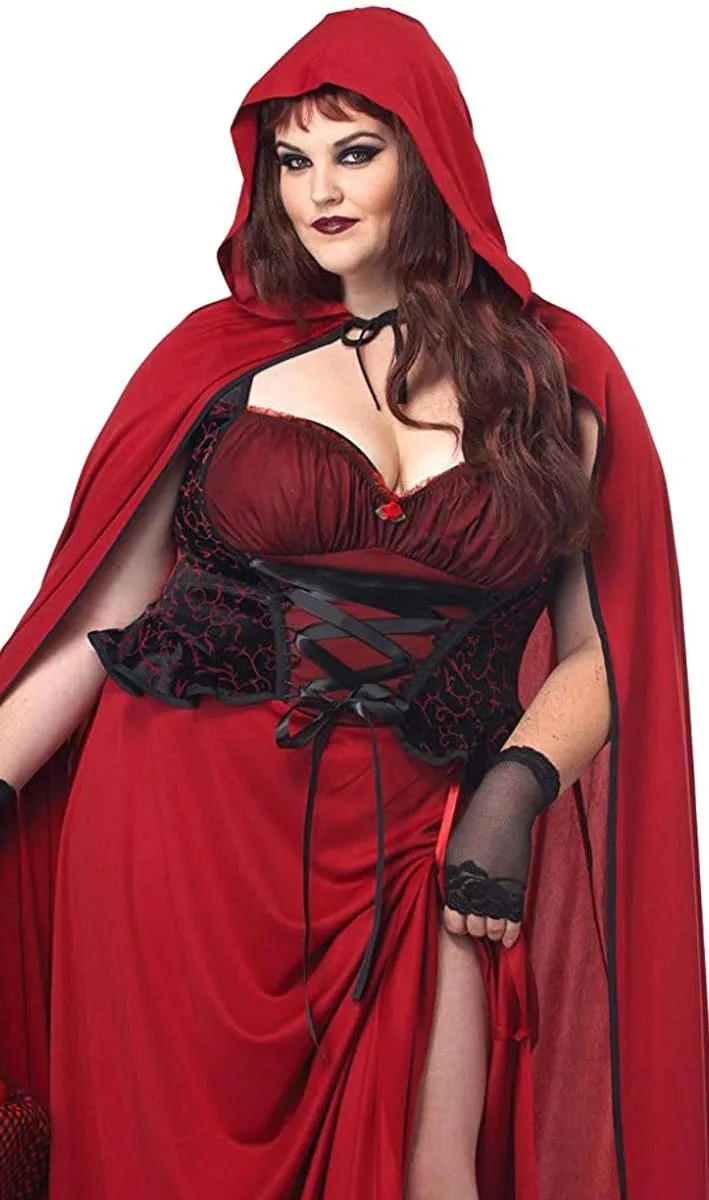 Dark Red Riding Hood Plus Size Womens Halloween Costume