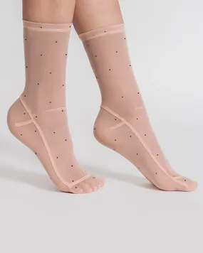 Darner Socks | Nude with Black Polka Dots