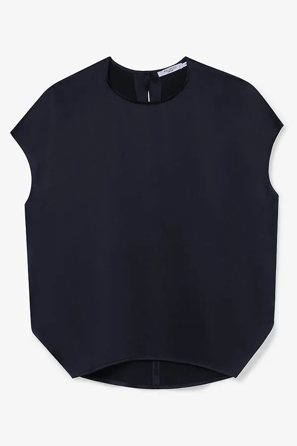 Didion Top - Washable Silk Charmeuse :: Galaxy Blue