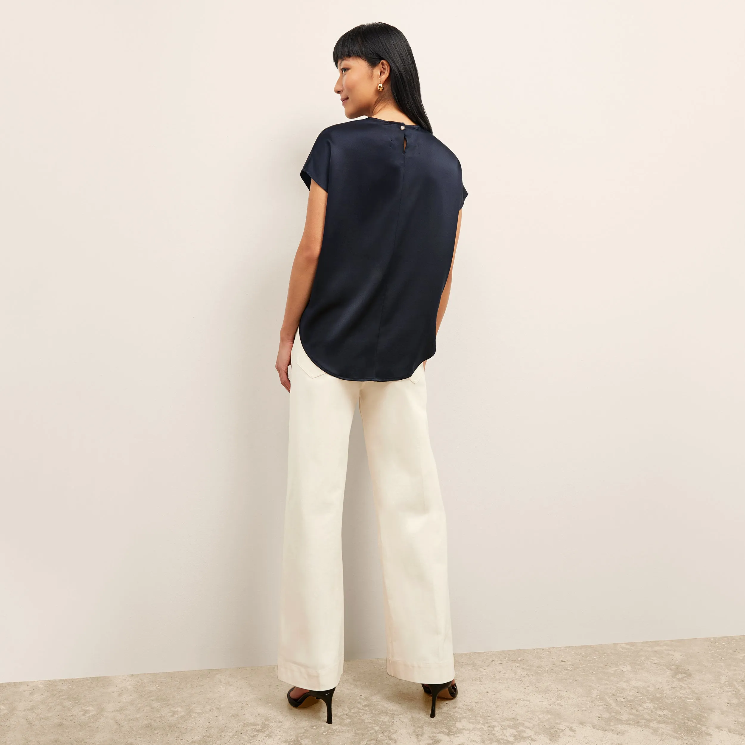 Didion Top - Washable Silk Charmeuse :: Galaxy Blue