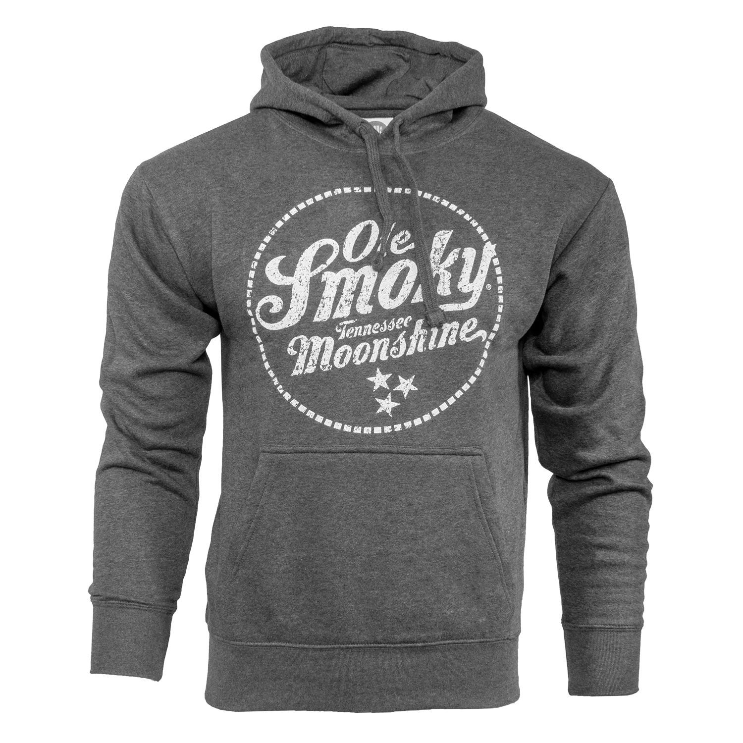 DISTRESSED LOGO PULLOVER HOODIE - HEATHER CHARCOAL