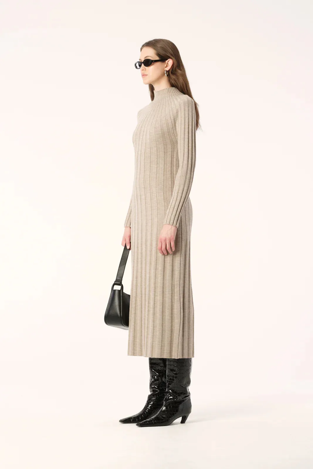 Elka Collective OKANI KNIT DRESS SAND MARLE