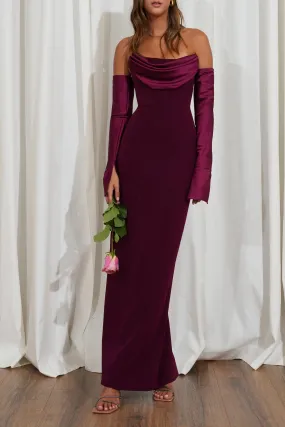 Eris Burgundy Bodycon Crepe Dress