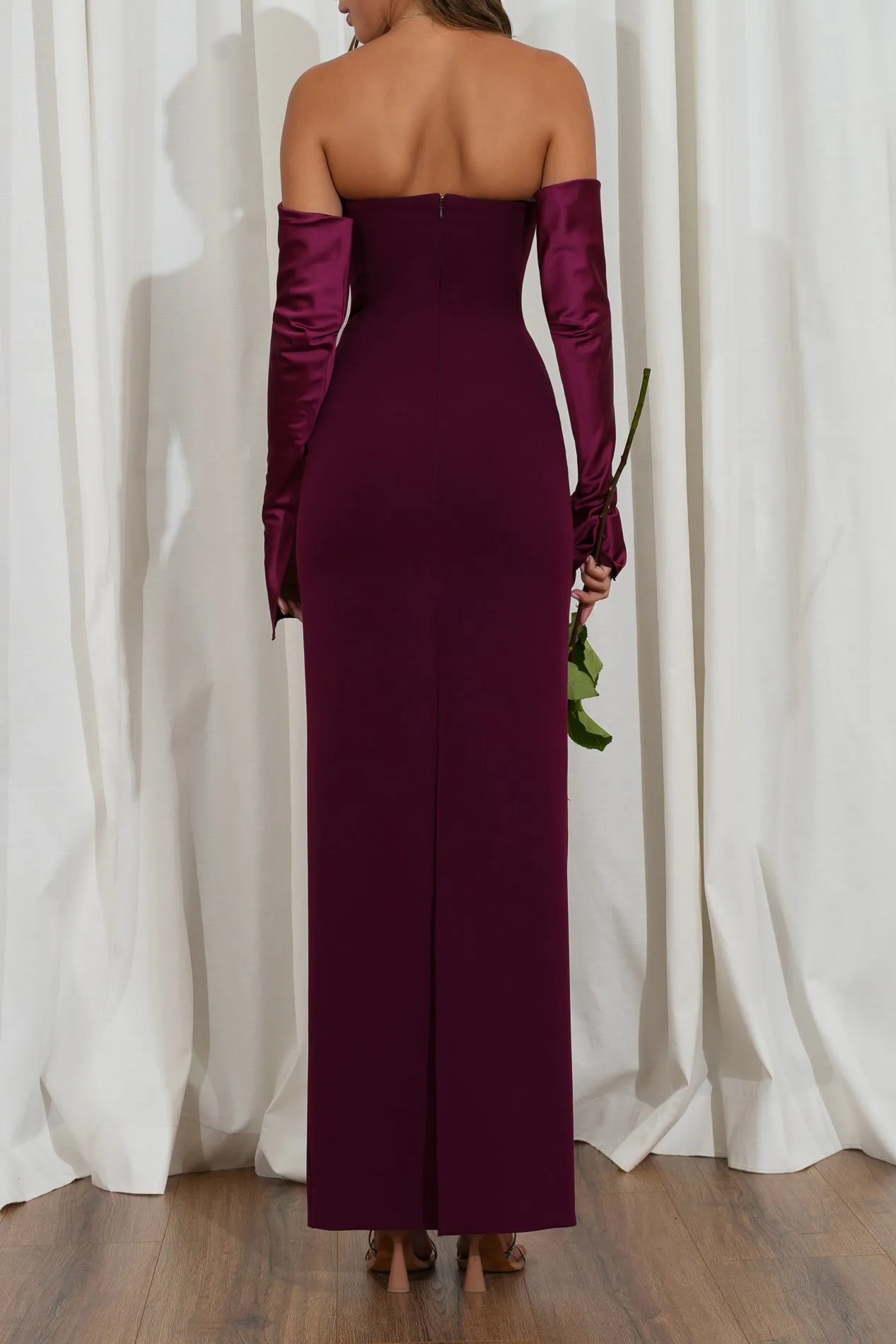 Eris Burgundy Bodycon Crepe Dress