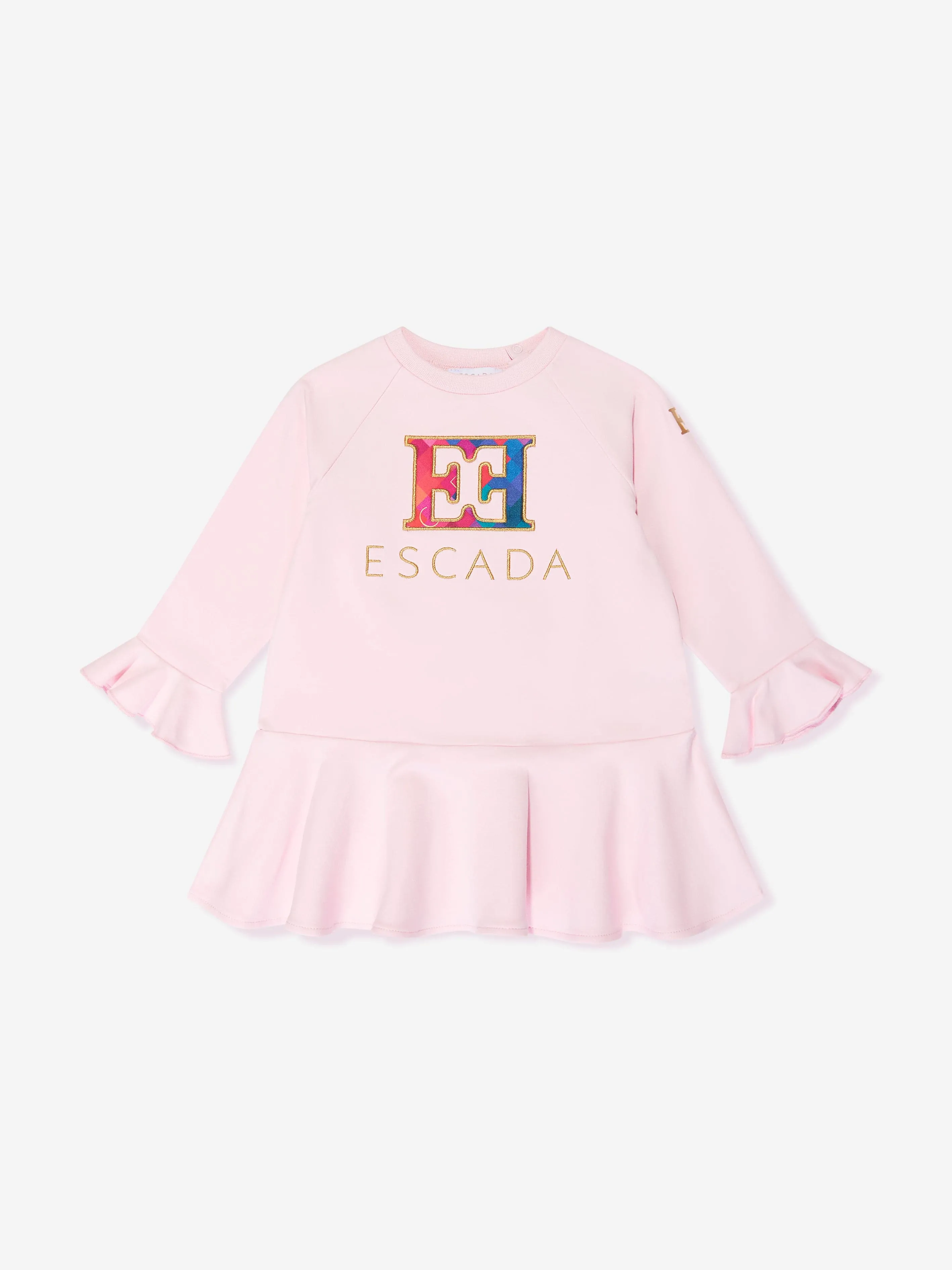 Escada Baby Girls Embroidered Logo Sweater Dress in Pink