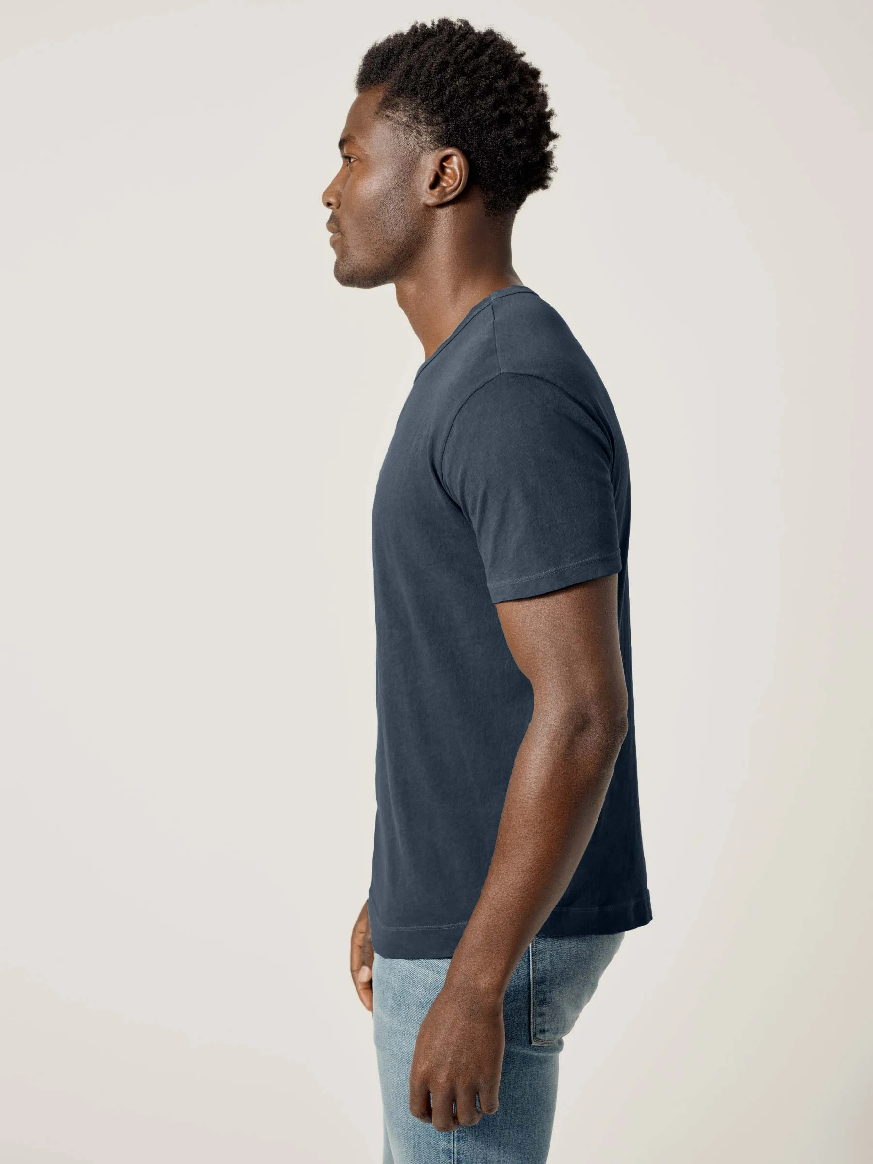 Faded Blue Venice Wash Costa Curved Hem Tee