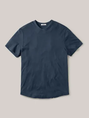 Faded Blue Venice Wash Costa Curved Hem Tee