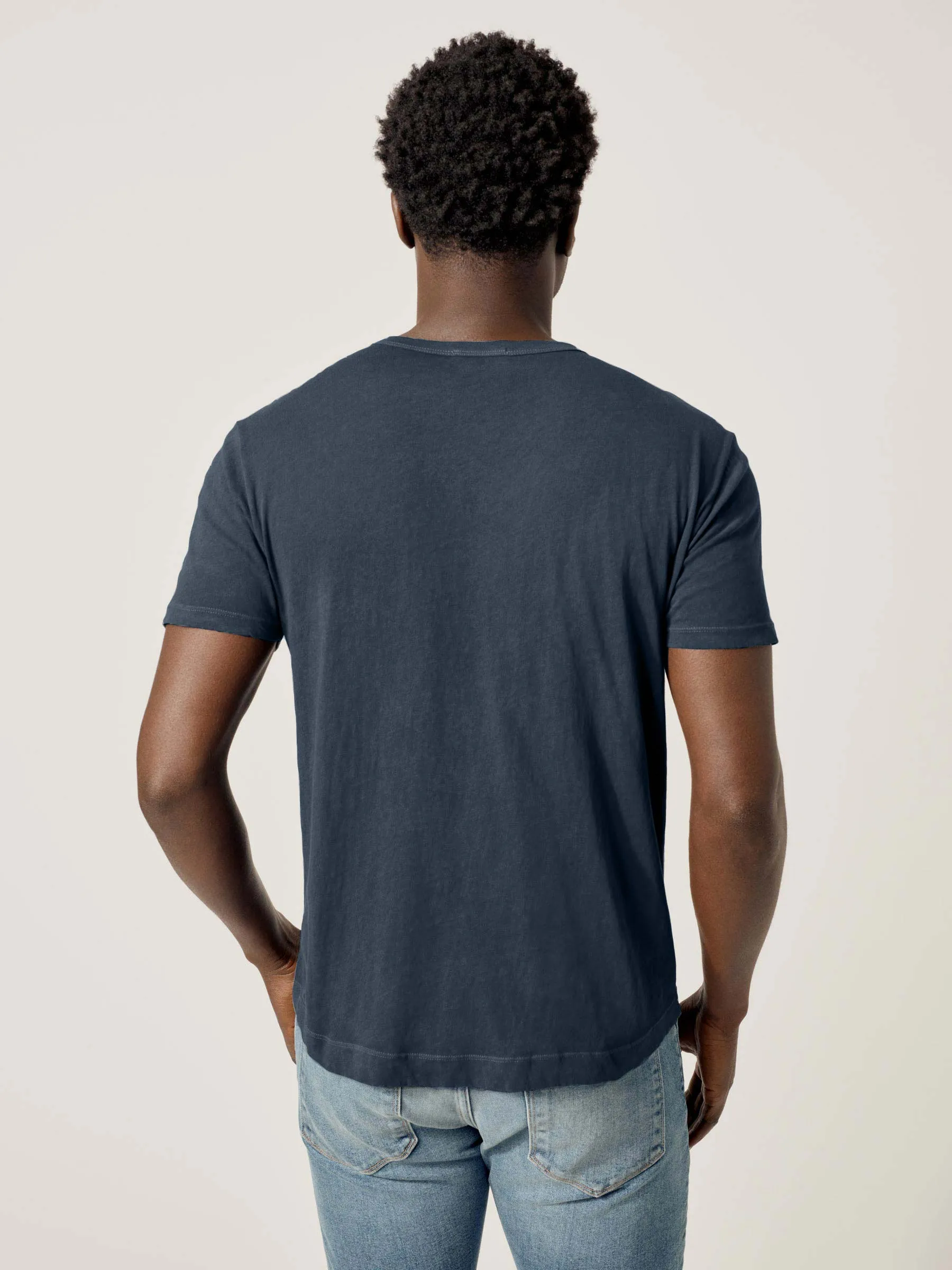 Faded Blue Venice Wash Costa Curved Hem Tee