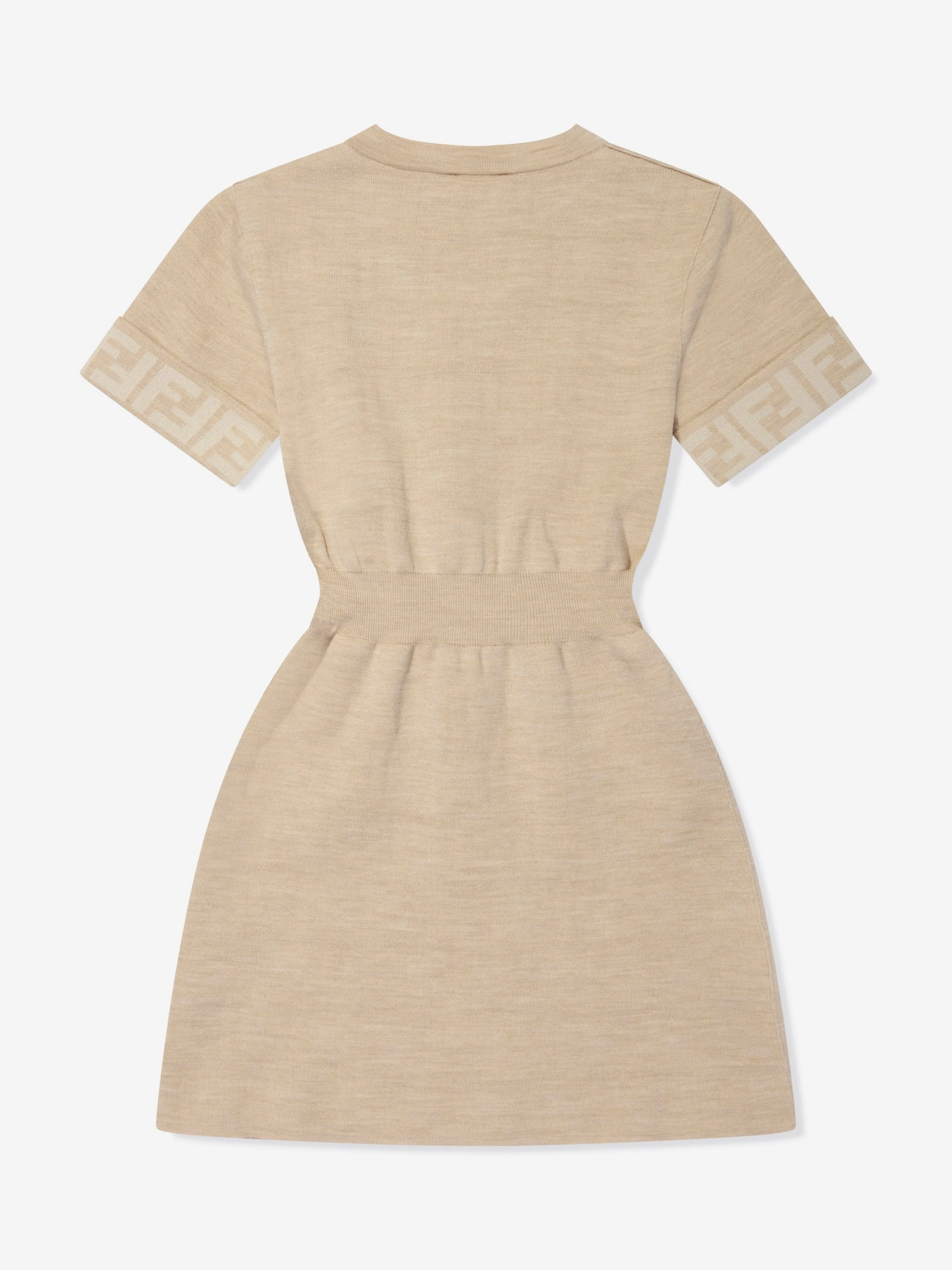 Fendi Girls Knitted FF Logo Dress in Brown