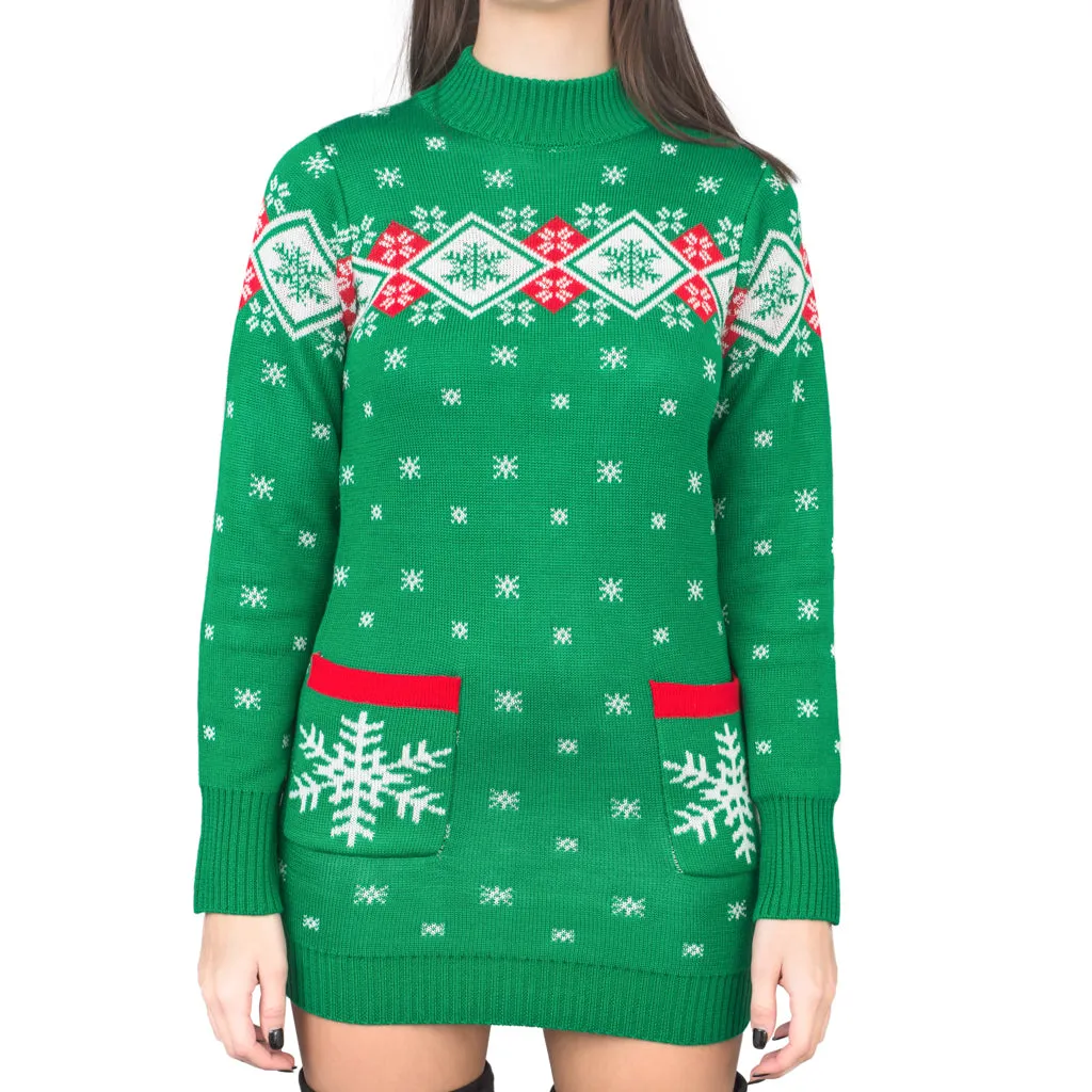 Festive Snowflakes Womens Ugly Christmas Sweater Dress