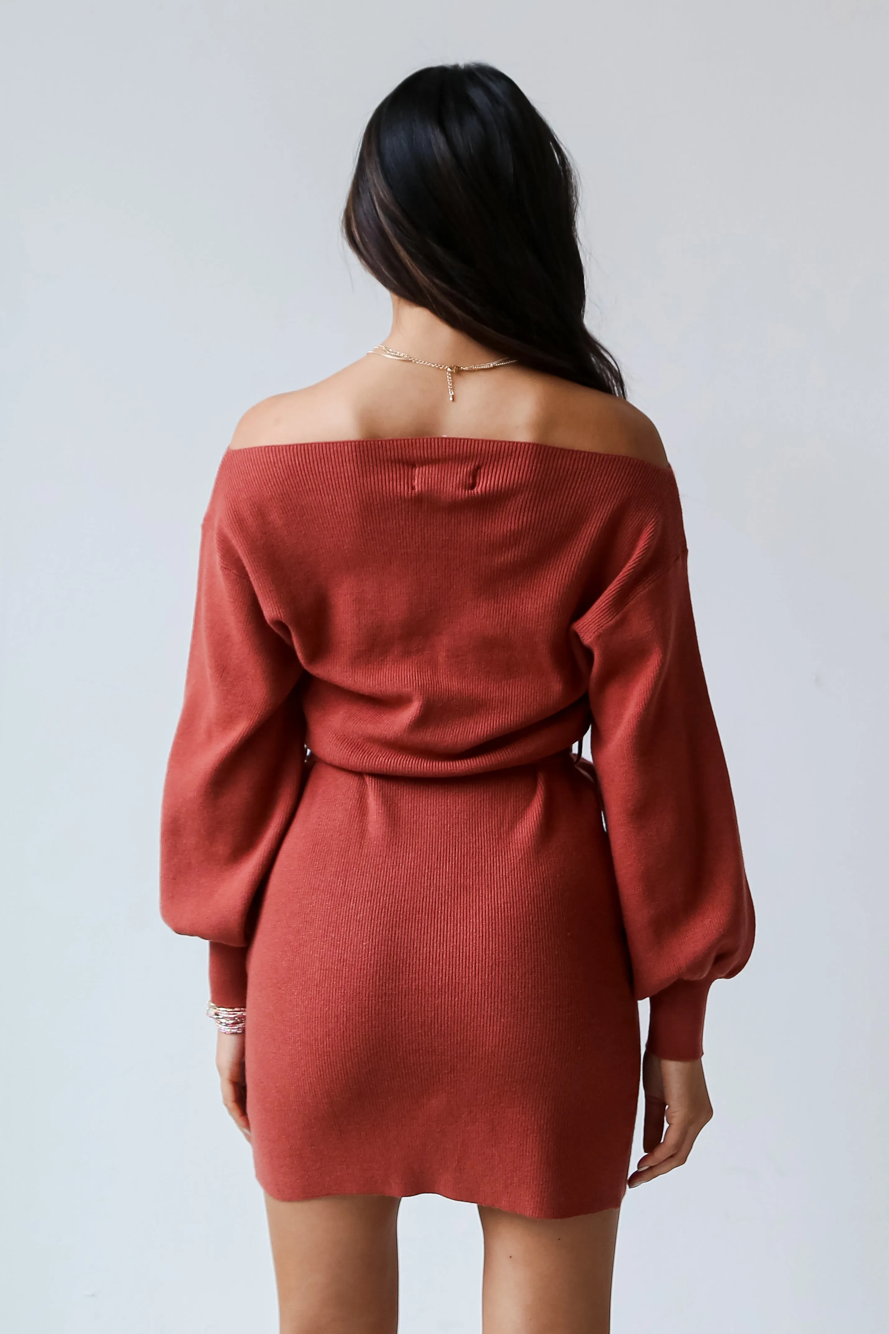 FINAL SALE - Feeling Your Best Brick Mini Sweater Dress