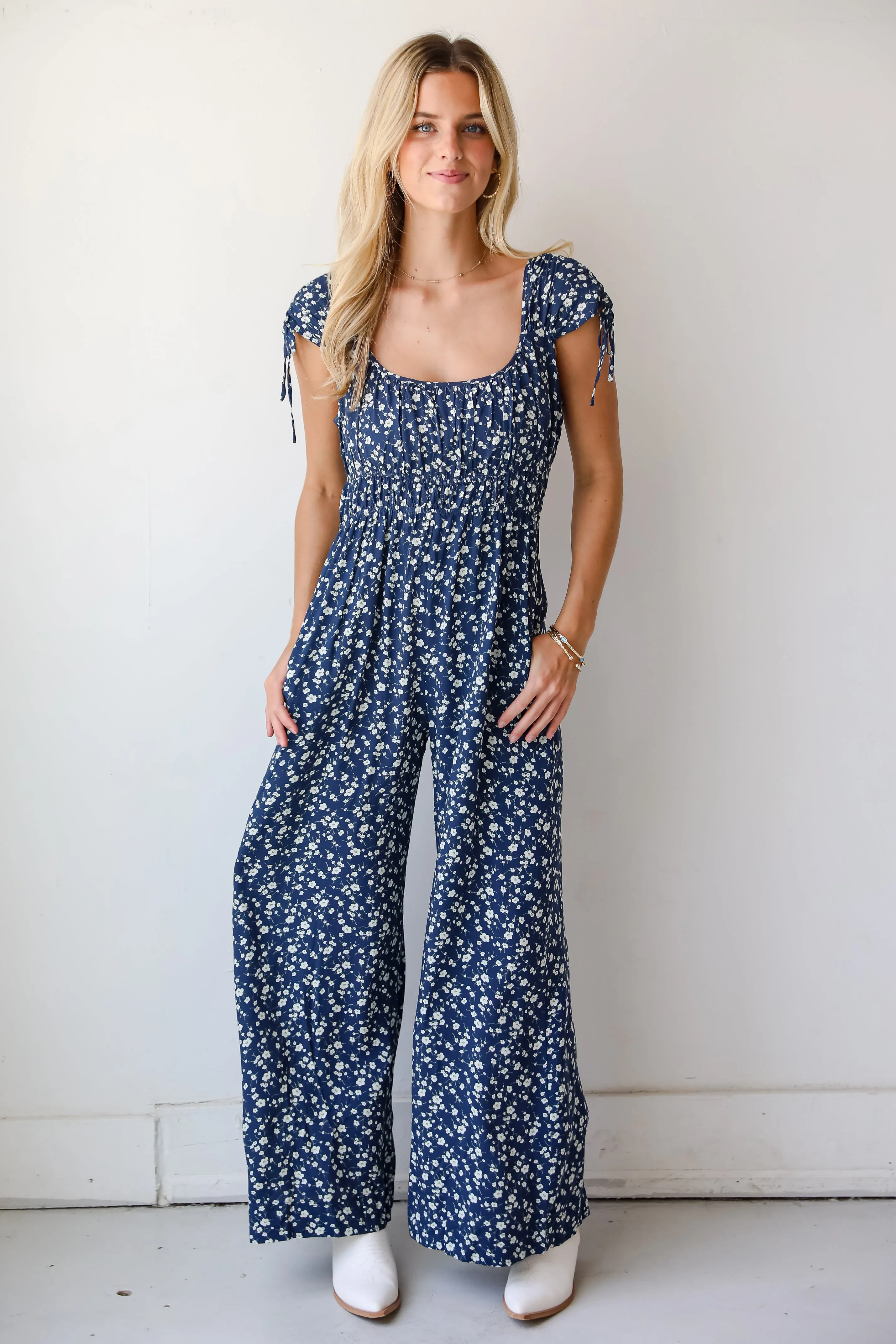 FINAL SALE - Garden Bliss Navy Floral Jumpsuit