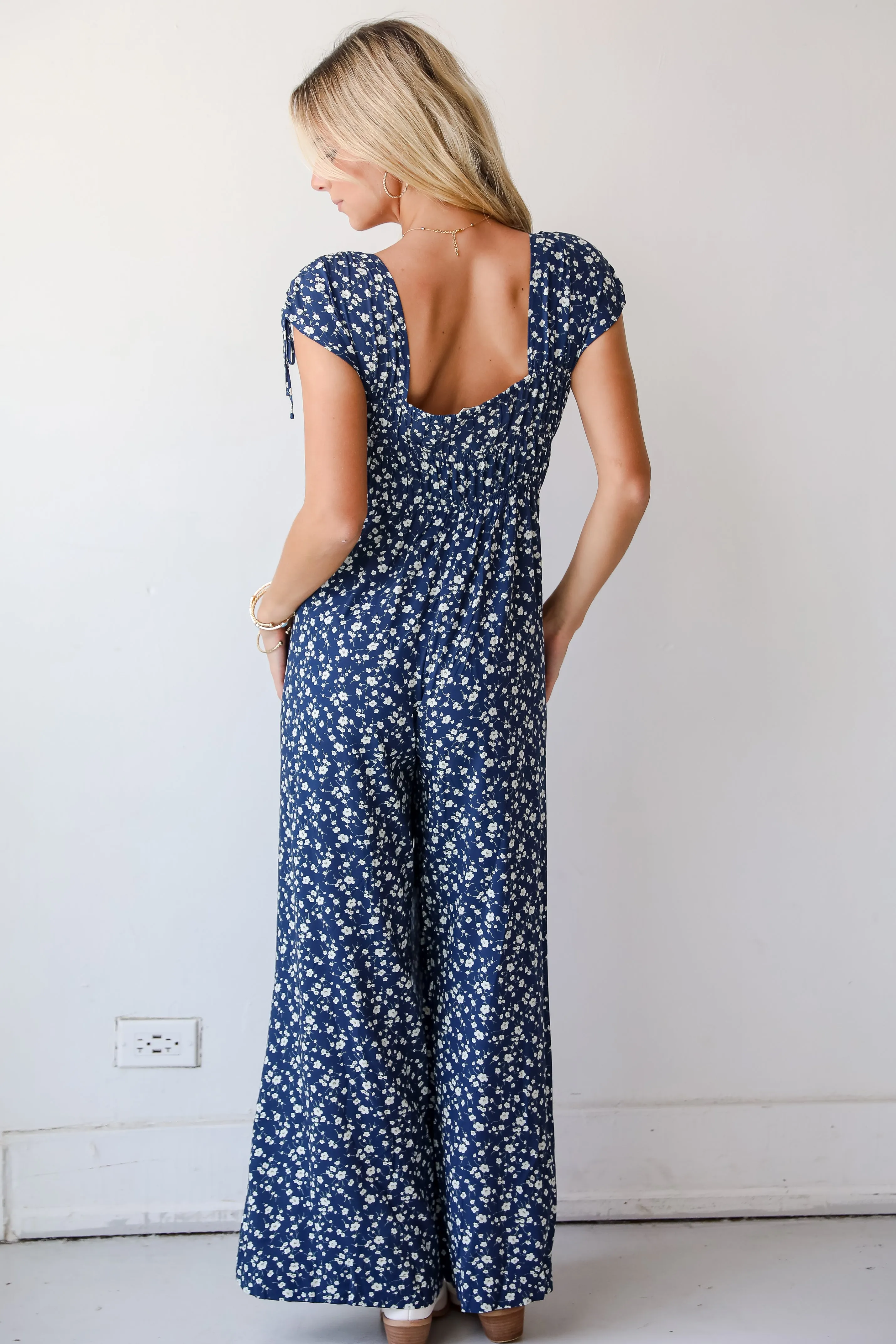 FINAL SALE - Garden Bliss Navy Floral Jumpsuit