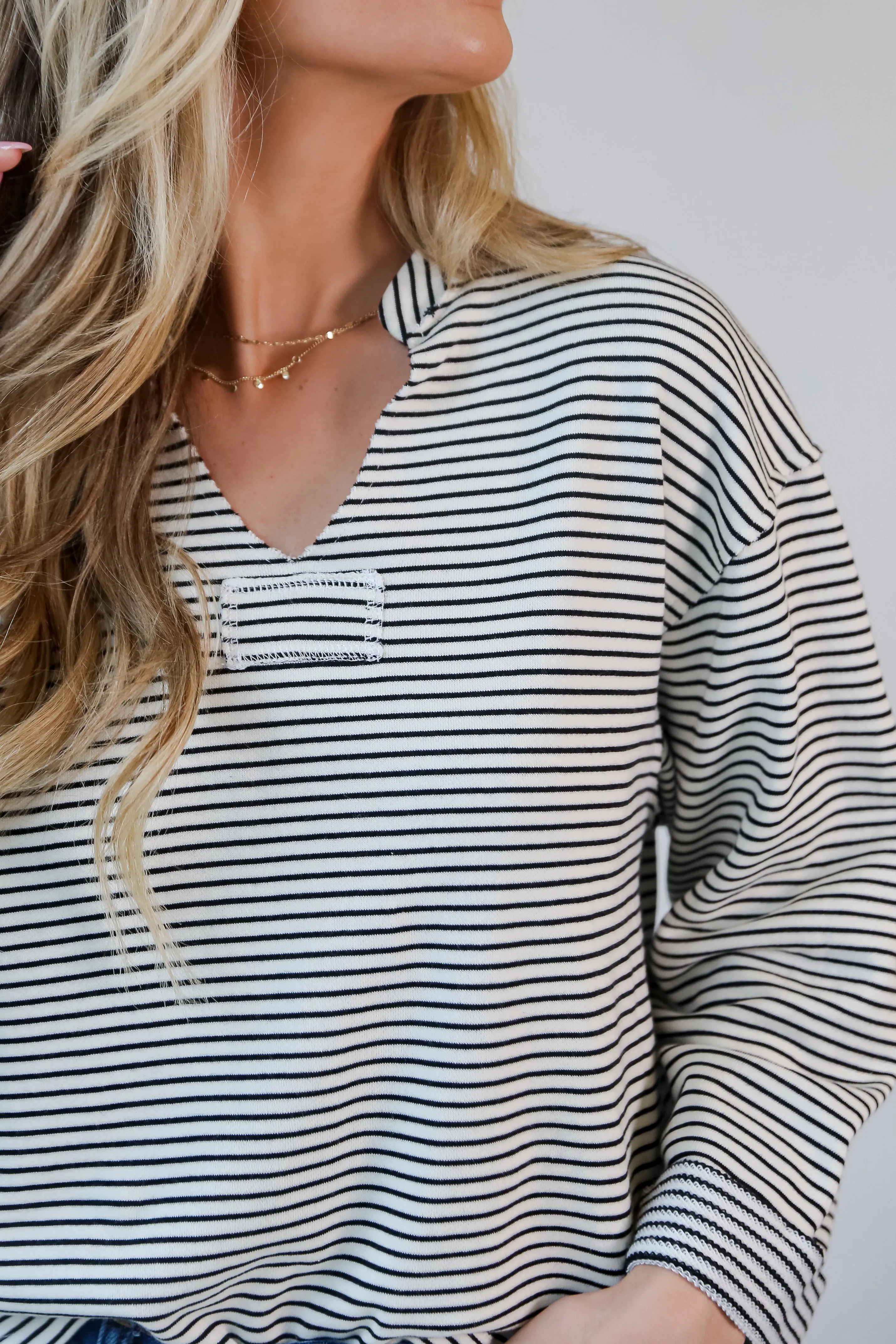 FINAL SALE - Won't Let You Down White Striped Knit Top