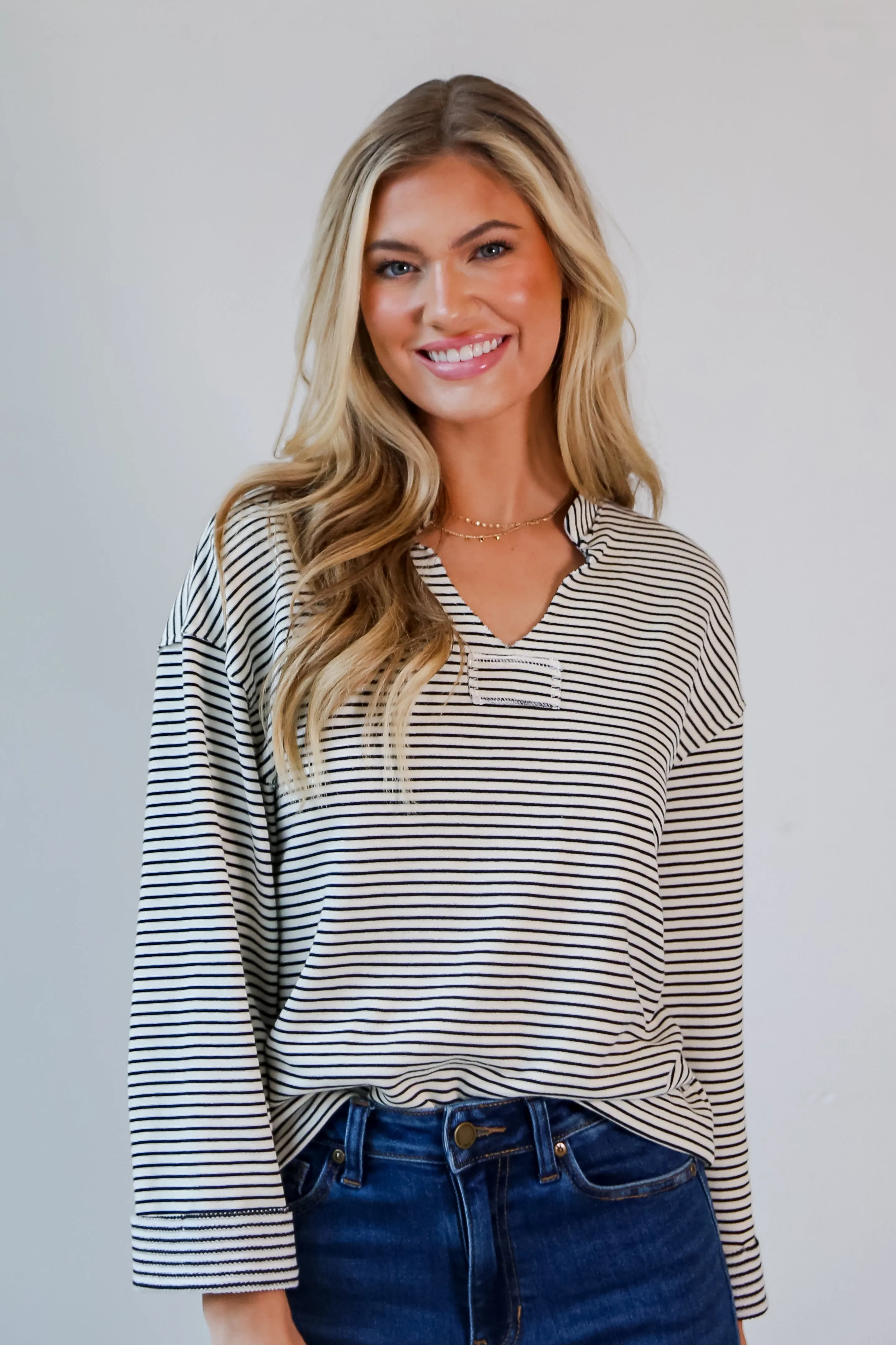 FINAL SALE - Won't Let You Down White Striped Knit Top