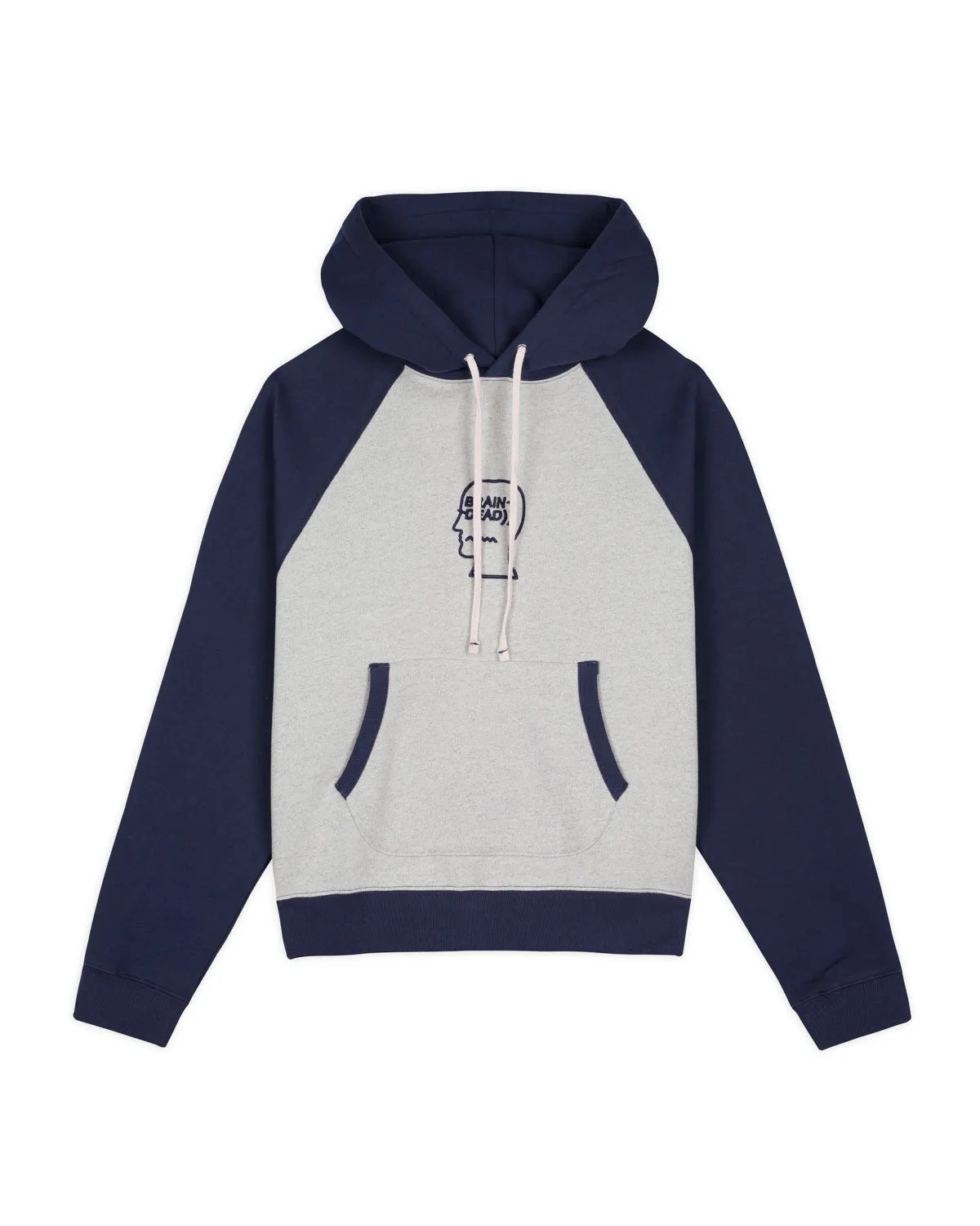 Fleece Logo Head Raglan Hoodie - Oatmeal Navy