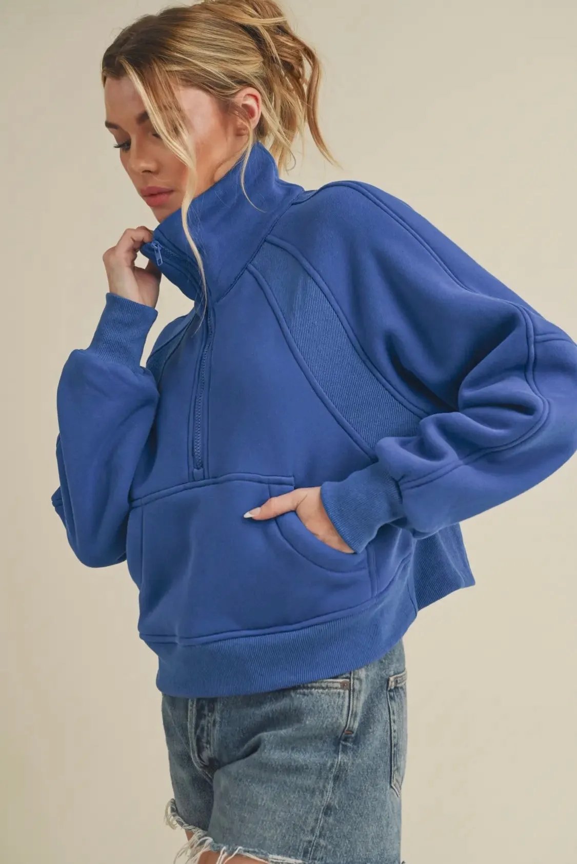 Funnel Neck Half Zip Pullover