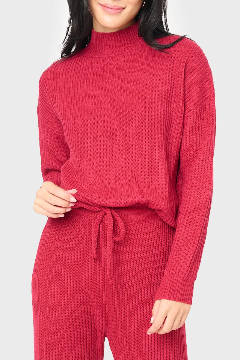 Funnel Neck Long Sleeve Cozy Ribbed Sweater