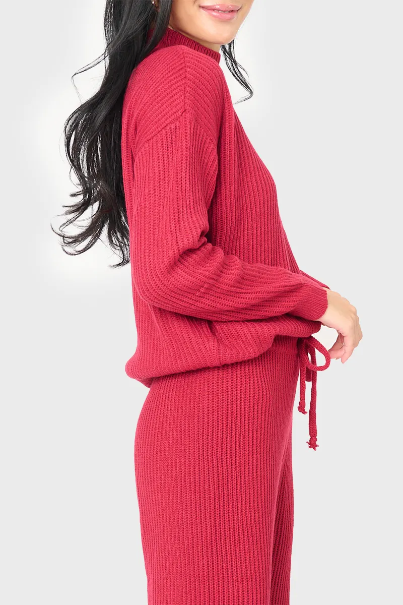 Funnel Neck Long Sleeve Cozy Ribbed Sweater