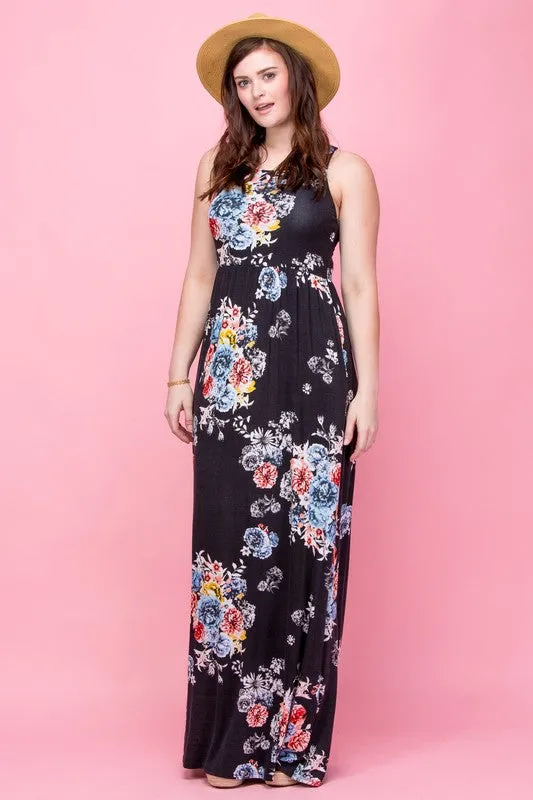 Garden Party Maxi Dress Plus - Black