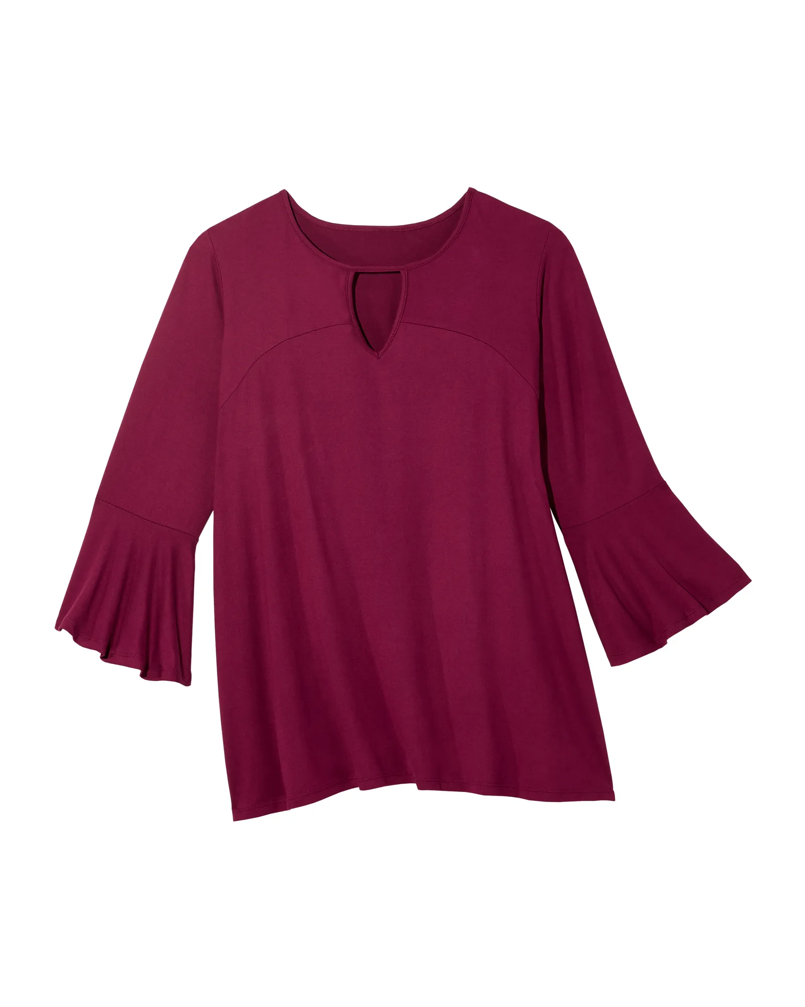 Gemma 3/4 Bell Sleeve Top With Key Hole | Purple