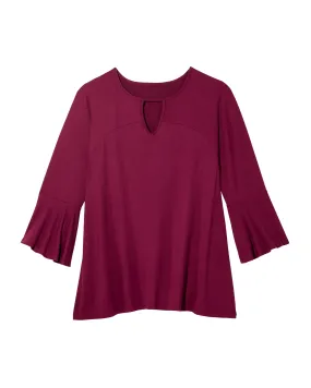 Gemma 3/4 Bell Sleeve Top With Key Hole | Purple