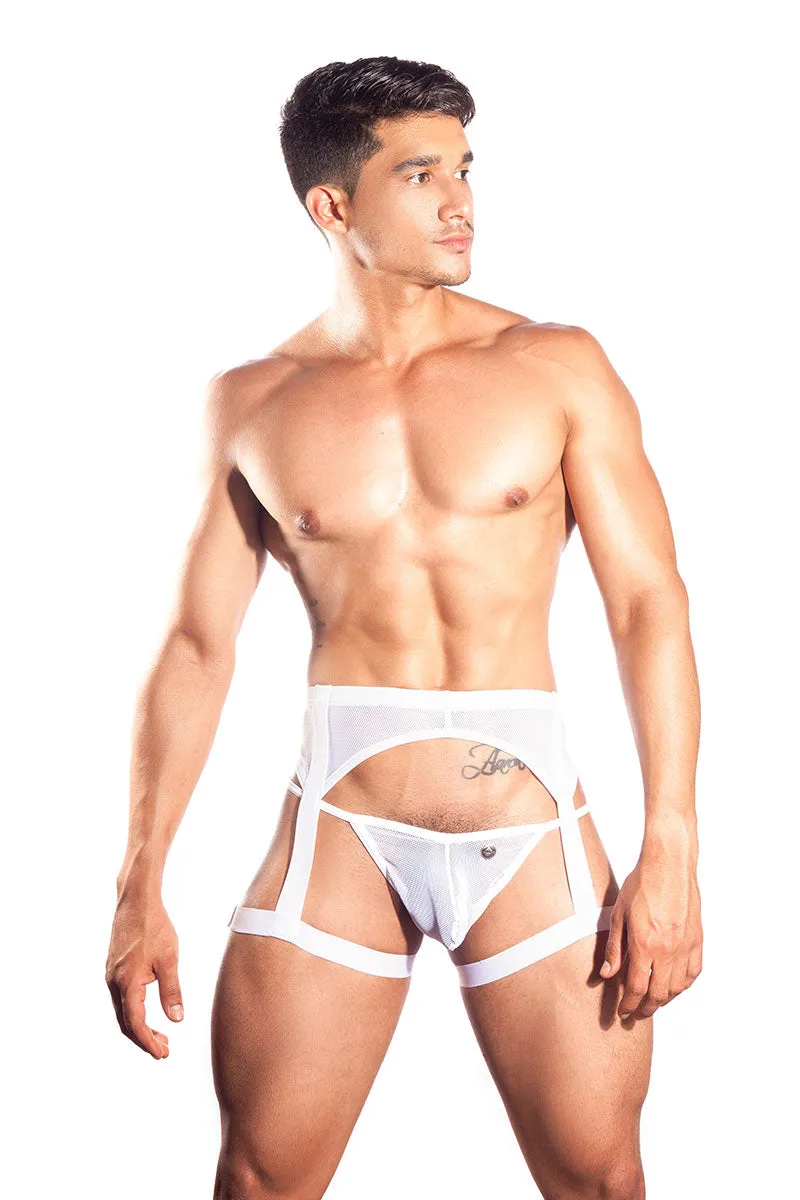 Gigo CANDLE WHITE Garter Mesh Jock Strap Underwear L40225 Size M