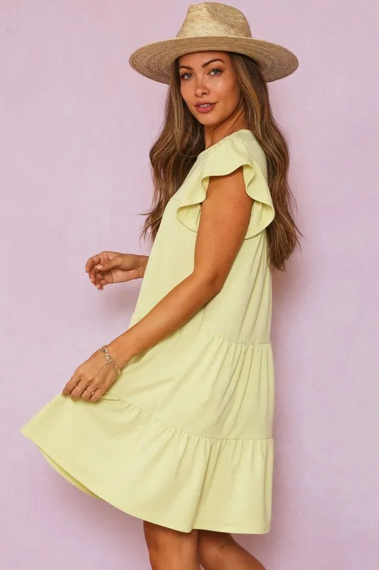 GINNIE DRESS - PALE LIME