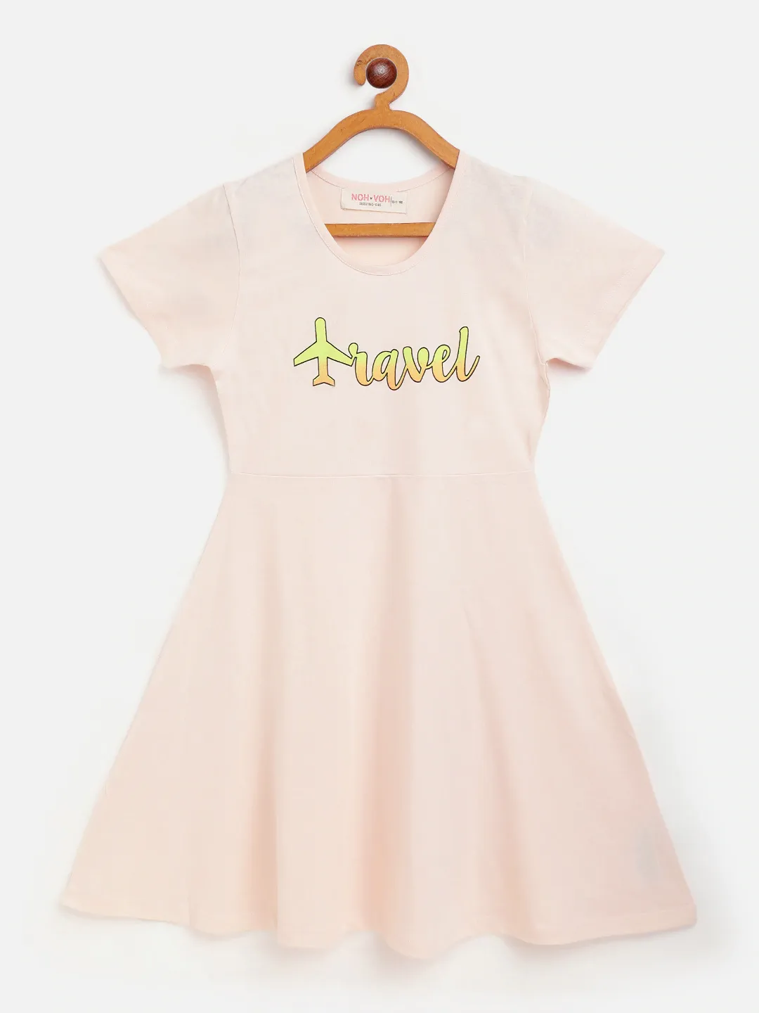 Girls Cream Travel Skater Dress