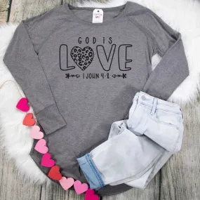 God is Love Leopard Heart Tunic Tee