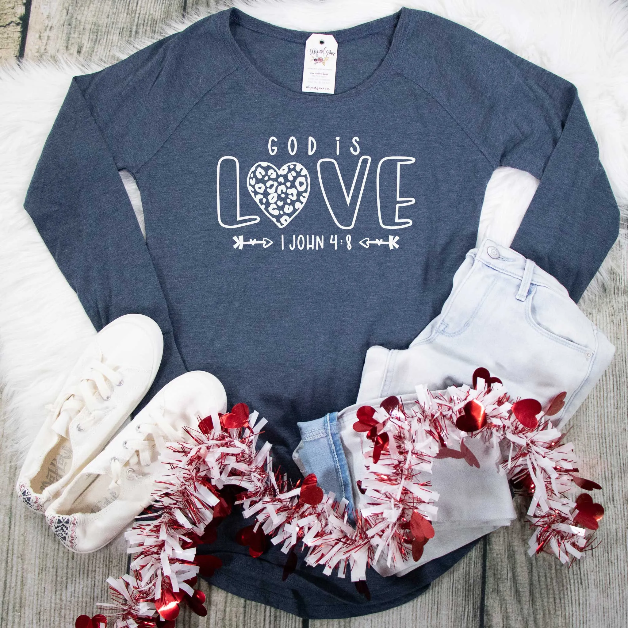 God is Love Leopard Heart Tunic Tee