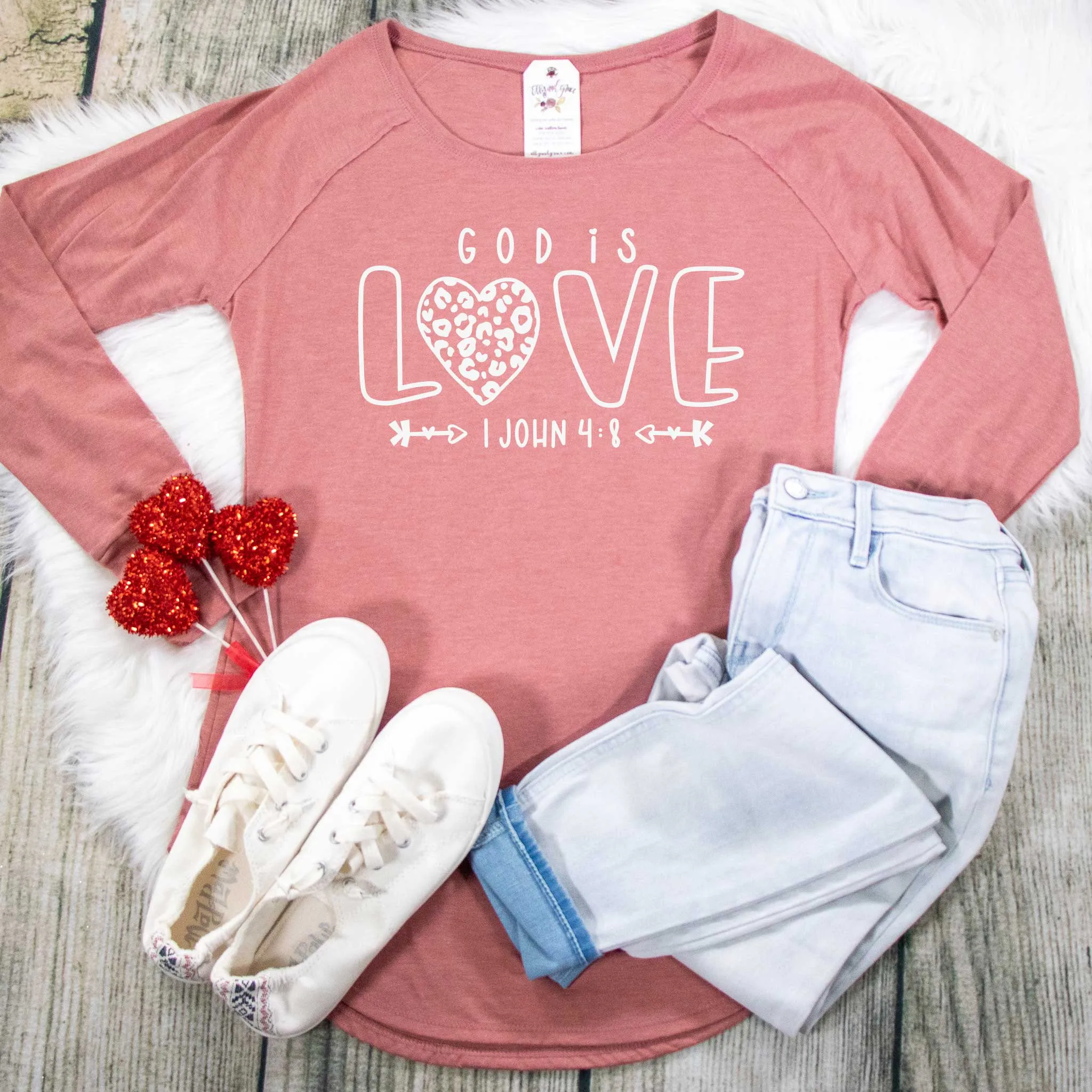 God is Love Leopard Heart Tunic Tee