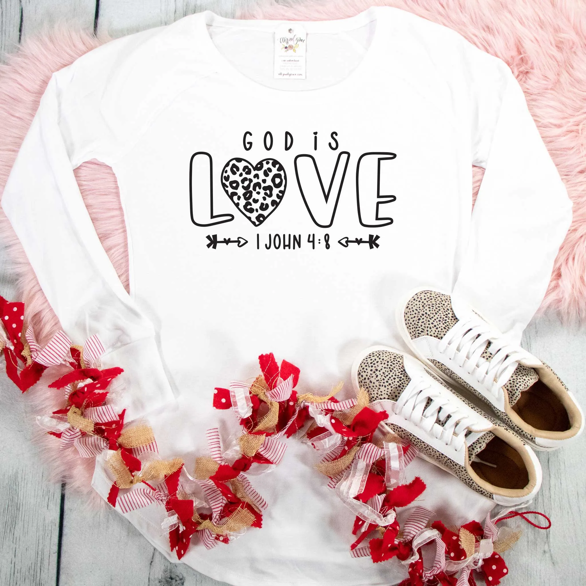 God is Love Leopard Heart Tunic Tee