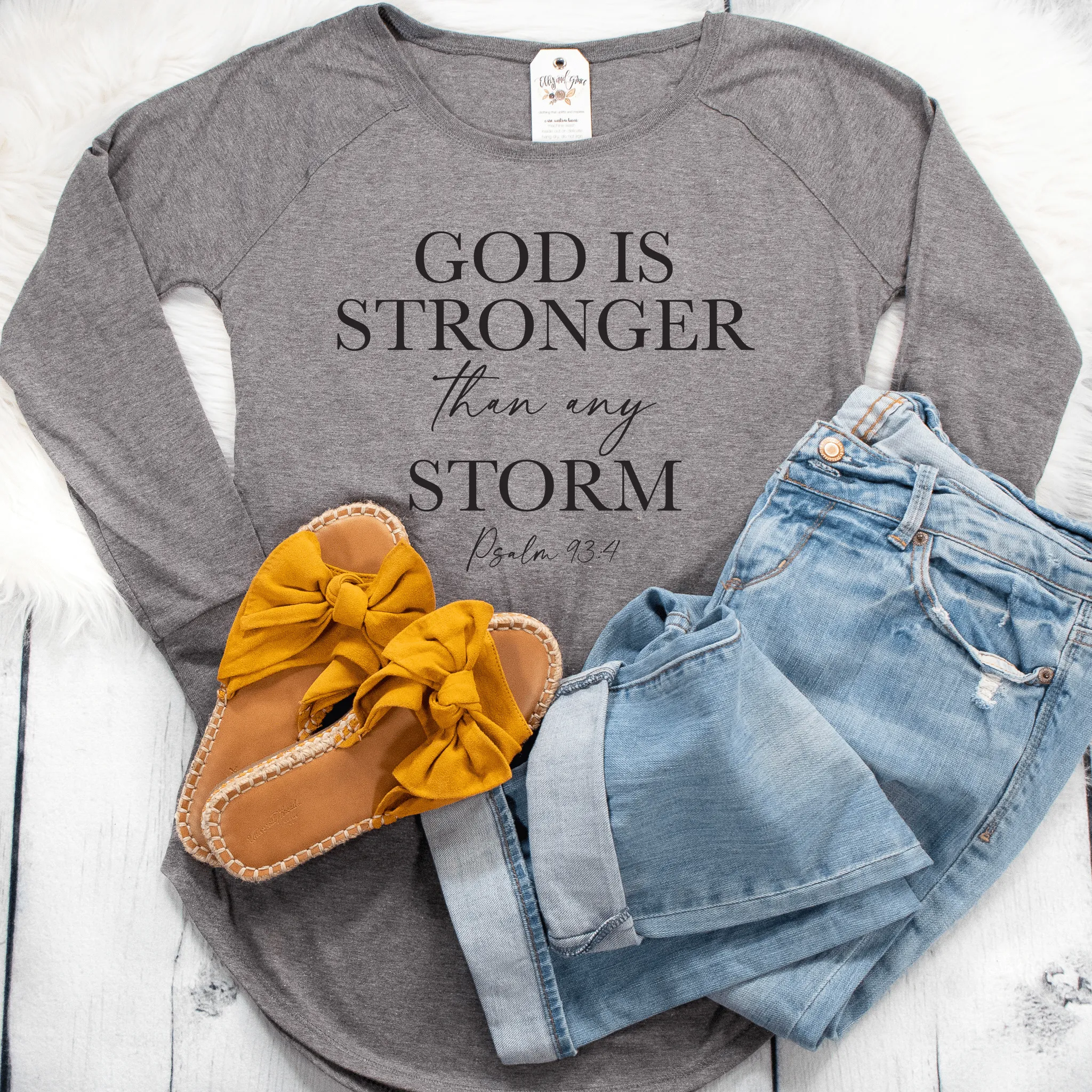 God Is Stronger Than Any Storm Tunic Tee