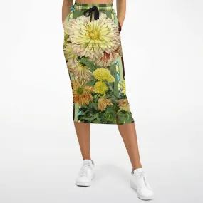 Green Caravan Floral Striped Eco-Poly Long Pocket Skirt